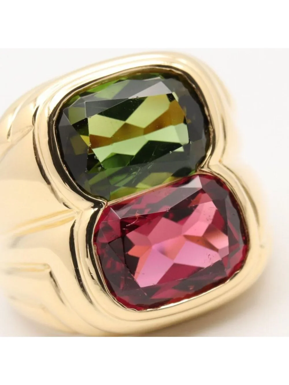 Bvlgari Ring Doppio Bachelato Peridot Pink Tourmaline 18k